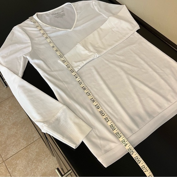 Denise Cronwall double layer mesh top, white, long sleeve, V neck, size S, NWOT - Picture 7 of 9